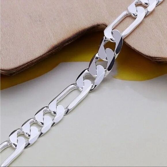 Men’s 925 Sterling Silver Figaro Chain Bracelet Unisex - Picture 6 of 10